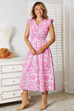 Load image into Gallery viewer, Double Take Floral V-Neck Cap Sleeve Dress
