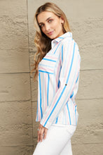 Load image into Gallery viewer, Double Take Striped Long Sleeve Collared Shirt

