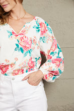 Load image into Gallery viewer, Double Take Floral Notched Neck Long Sleeve Blouse
