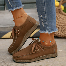 Load image into Gallery viewer, Suede Lace-Up Flat Slip-Ons
