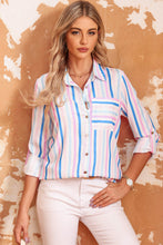 Load image into Gallery viewer, Double Take Striped Long Sleeve Collared Shirt
