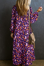 Load image into Gallery viewer, Printed Notched Long Sleeve Dress
