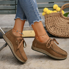 Load image into Gallery viewer, Suede Lace-Up Flat Slip-Ons
