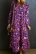 Load image into Gallery viewer, Printed Notched Long Sleeve Dress
