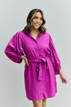 Load image into Gallery viewer, Jade By Jane Hello Darling Full Size Half Sleeve Belted Mini Dress in Magenta
