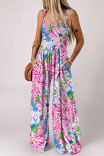 Load image into Gallery viewer, Floral Smocked Square Neck Jumpsuit with Pockets
