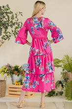 Load image into Gallery viewer, Celeste Full Size Floral Ruffle Tiered Midi Dress
