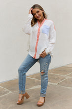 Load image into Gallery viewer, White Birch Full Size Color Block Woven Button Down Top
