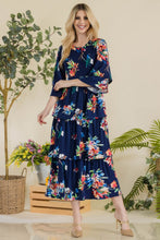 Load image into Gallery viewer, Celeste Full Size Floral Ruffle Tiered Midi Dress
