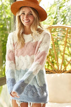 Load image into Gallery viewer, BiBi Color Block Openwork Long Sleeve Sweater
