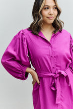 Load image into Gallery viewer, Jade By Jane Hello Darling Full Size Half Sleeve Belted Mini Dress in Magenta
