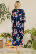 Load image into Gallery viewer, Celeste Full Size Floral Ruffle Tiered Midi Dress
