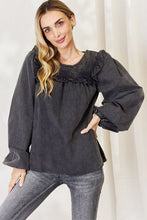 Load image into Gallery viewer, HEYSON Full Size Mineral Wash Smocked Round Neck Blouse
