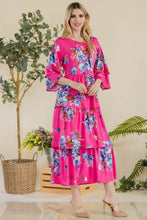 Load image into Gallery viewer, Celeste Full Size Floral Ruffle Tiered Midi Dress
