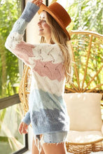 Load image into Gallery viewer, BiBi Color Block Openwork Long Sleeve Sweater
