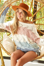 Load image into Gallery viewer, BiBi Color Block Openwork Long Sleeve Sweater
