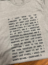 Load image into Gallery viewer, 1 Corinthians 13 Script Short-Sleeve Tee
