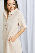 Load image into Gallery viewer, Zenana Iconic Scene Full Size Gauze Half Button Dress in Dusty Blush
