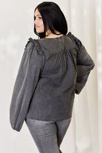Load image into Gallery viewer, HEYSON Full Size Mineral Wash Smocked Round Neck Blouse
