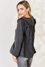 Load image into Gallery viewer, HEYSON Full Size Mineral Wash Smocked Round Neck Blouse
