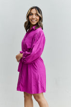 Load image into Gallery viewer, Jade By Jane Hello Darling Full Size Half Sleeve Belted Mini Dress in Magenta
