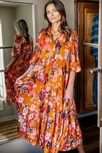 Load image into Gallery viewer, Printed Half Button Collared Neck Tiered Dress
