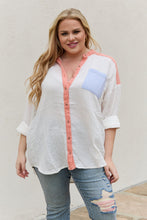 Load image into Gallery viewer, White Birch Full Size Color Block Woven Button Down Top
