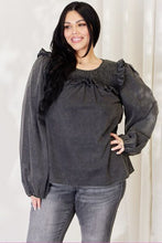 Load image into Gallery viewer, HEYSON Full Size Mineral Wash Smocked Round Neck Blouse
