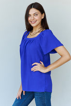 Load image into Gallery viewer, Ninexis Keep Me Close Square Neck Short Sleeve Blouse in Royal
