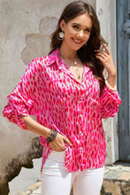 Load image into Gallery viewer, Double Take Printed Roll-Tab Sleeve Shirt
