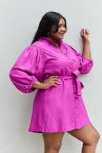 Load image into Gallery viewer, Jade By Jane Hello Darling Full Size Half Sleeve Belted Mini Dress in Magenta
