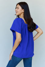 Load image into Gallery viewer, Ninexis Keep Me Close Square Neck Short Sleeve Blouse in Royal
