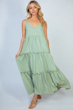 Load image into Gallery viewer, White Birch Golden Age Full Size Sleeveless Foil Tiered Dress
