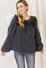 Load image into Gallery viewer, HEYSON Full Size Mineral Wash Smocked Round Neck Blouse
